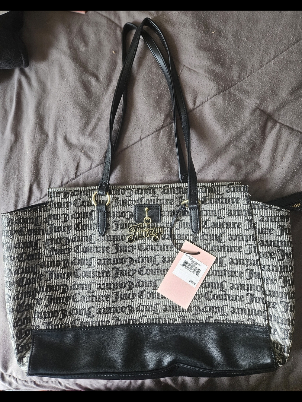 Juicy Couture Black and Cream Logo-Print Tote